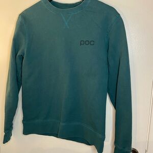Blue Crewneck Sweater with Ribbed Collar